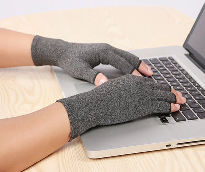 Warm Compression Half-Finger Gloves to Prevent & Treat Arthritis, Carpel Tunnel and Joint Pain