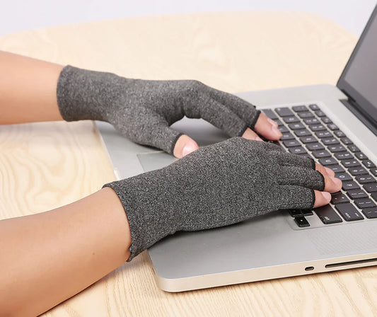 Warm Compression Half-Finger Gloves to Prevent & Treat Arthritis, Carpel Tunnel and Joint Pain