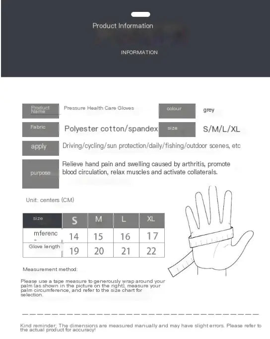 Warm Compression Half-Finger Gloves to Prevent & Treat Arthritis, Carpel Tunnel and Joint Pain