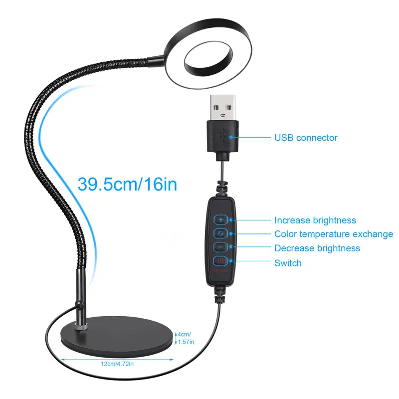 Adjustable Lamp for Video Calls with 3 Light Modes & Dimming